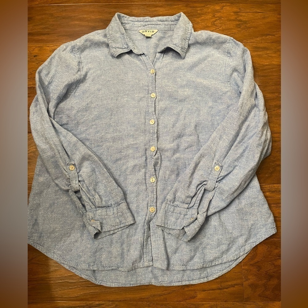 Orvis Linen Blend Button Up Size L